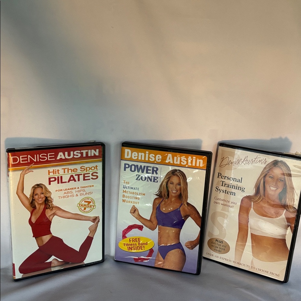PRE-LOVED SET OF 3 DENISE AUSTIN PILATES PERSONAL TRAINING SYSTEM POWER ZONE DVD - Picture 3 of 12